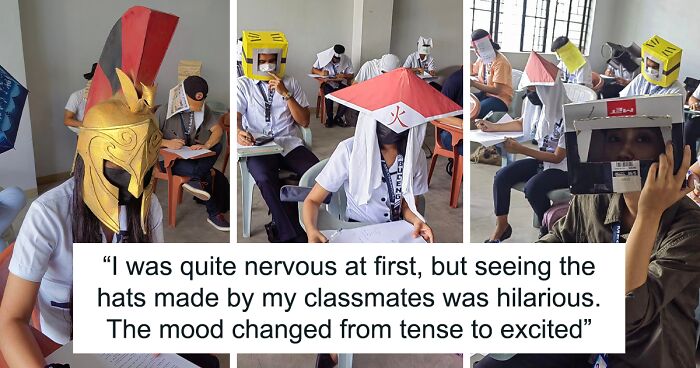 Teacher Goes Viral For Asking Students To Make Simple “Anti-Cheating Hats” That Then Exceed Expectations