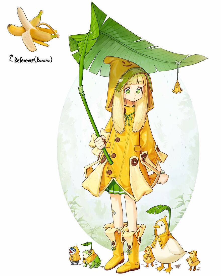 Chibi Anime Frog Raincoat Girl