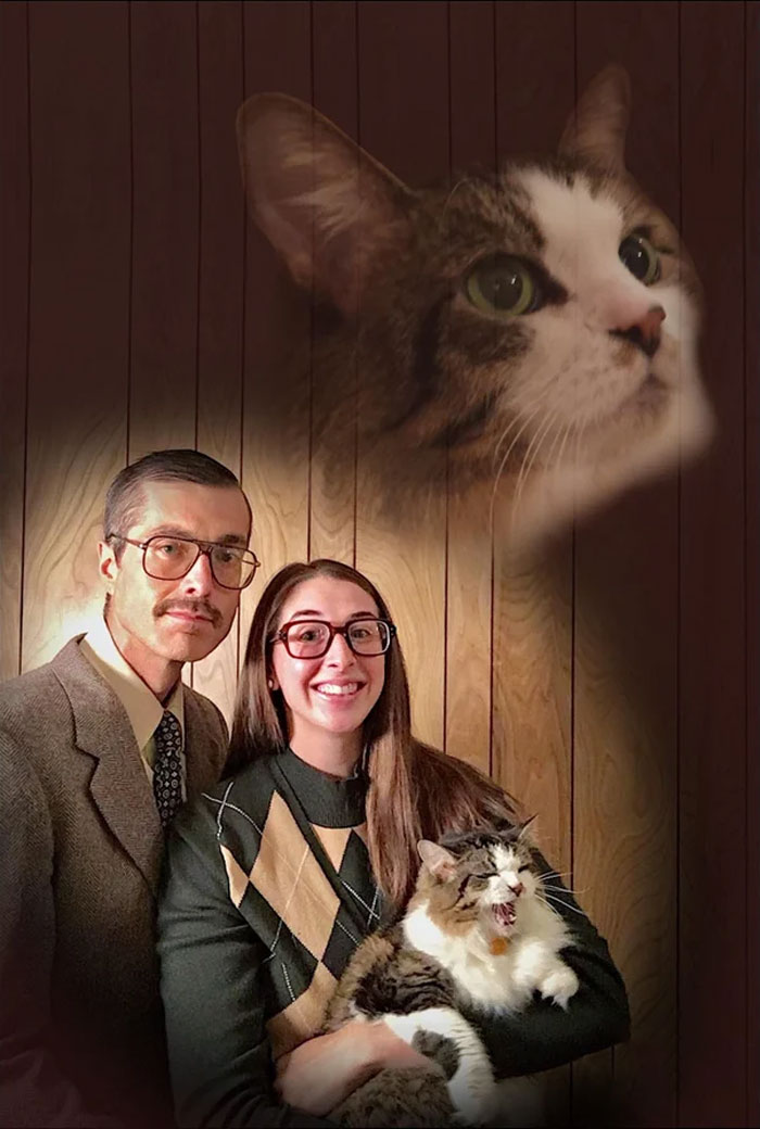 My Wife And I Went Retro For Our Christmas Card Portrait This Year
