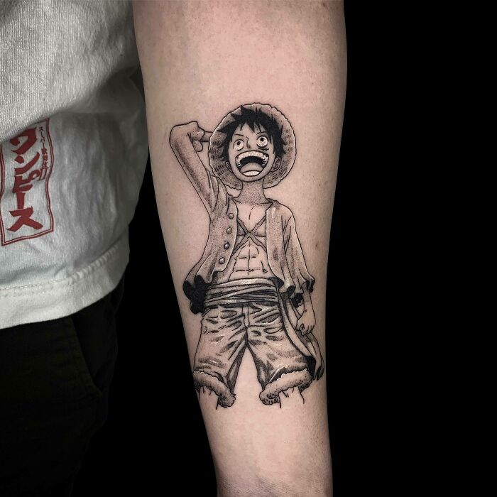 I Do Anime Tattoos! Here’s One I Did The Other Day Of The Man Himself, Luffy! 