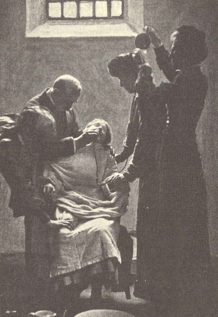 A Suffragette Is Force-Fed In Hm Prison Holloway In The UK During Hunger Strikes For Women's Suffrage, Circa 1911