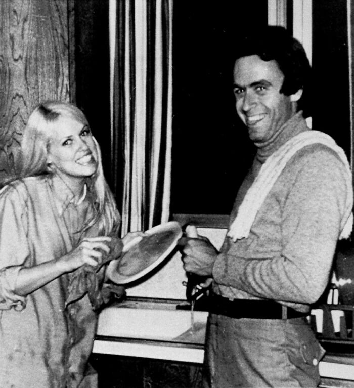 Ted Bundy With Carol Bartholomew As He Helped With The Dishes After A Birthday Party, 1975
