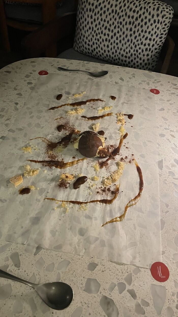 Ordered Tiramisu At A Restaurant. Got This Served On Cooking Paper Prepared Right In Front Of Me