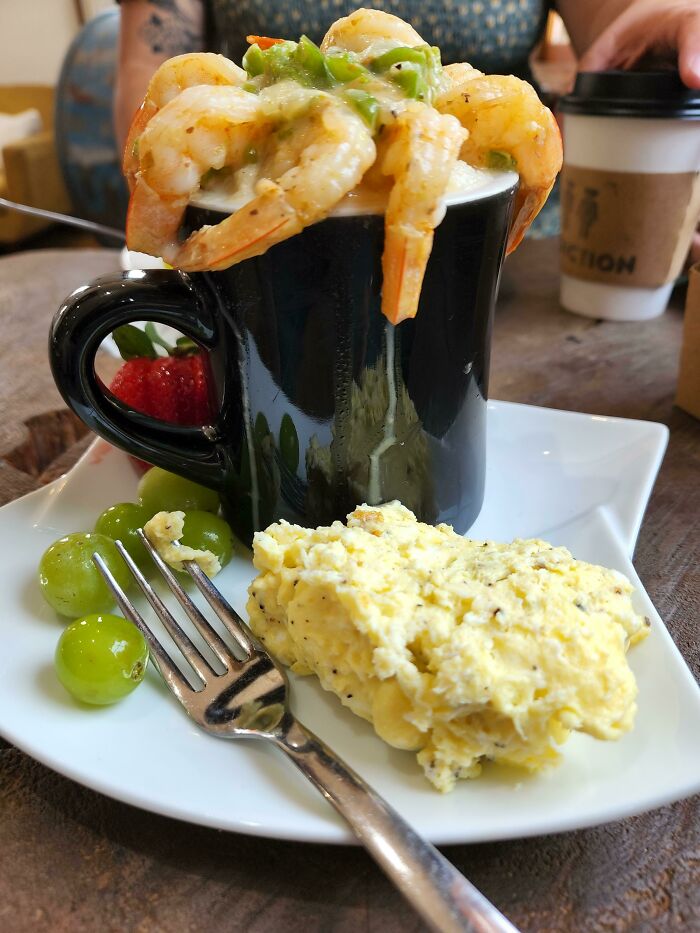 The Coffee Comes In A Disposable Cup, But Your Meal Comes In A Coffee Mug!
