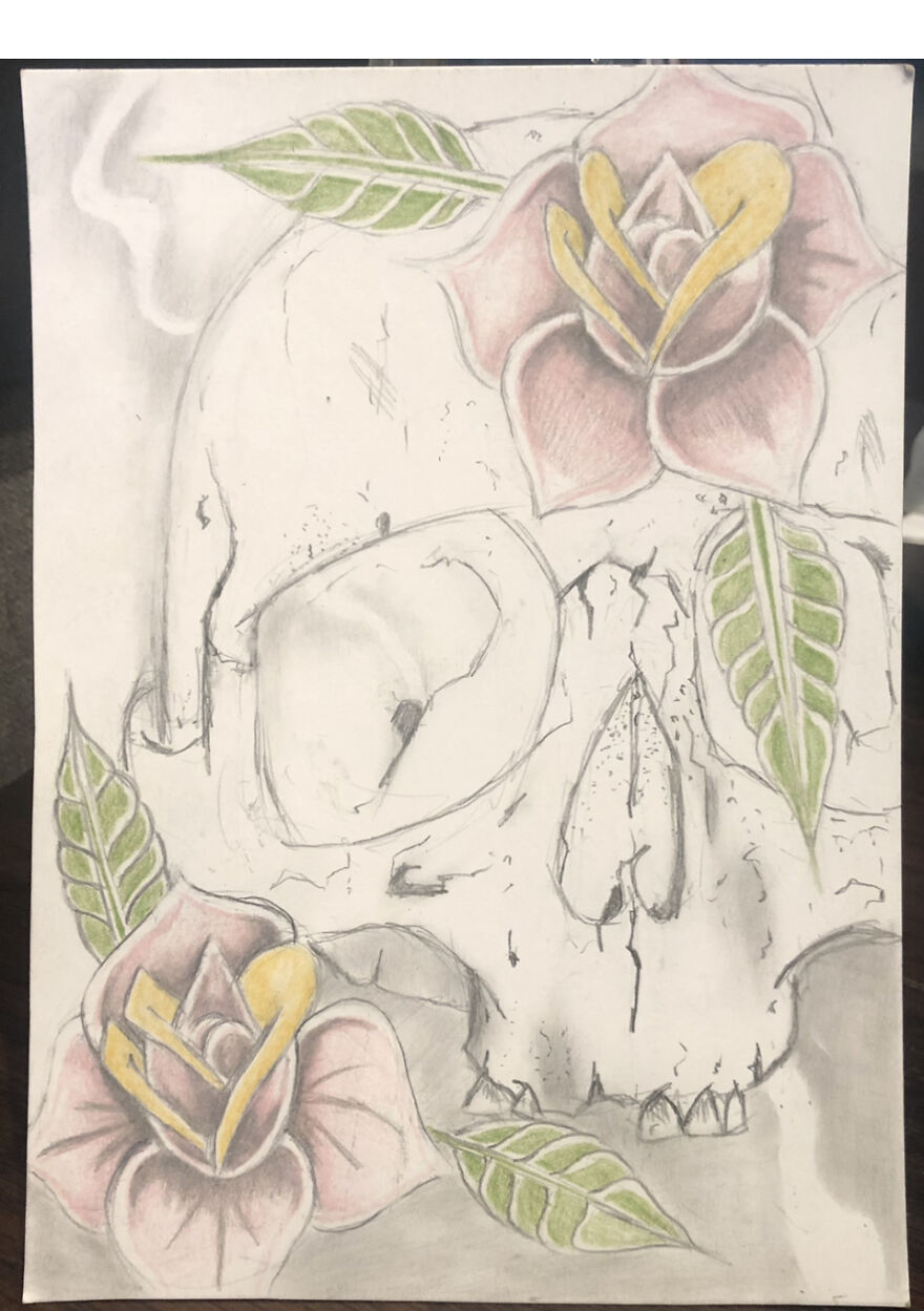 Skull And Flowers