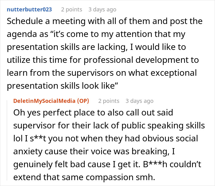 Woman Sees Supervisor Write Mean Things About Her Presentation On A Call, Calls Them Out