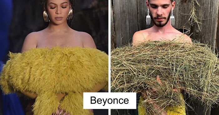 This Guy Uses Materials He Finds At Home To Recreate Celebrity Outfits On A Low Budget And People Are Loving The End Result (62 New Pics)