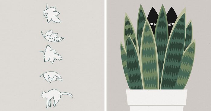 My 26 Illustrations Of Cats With Plants