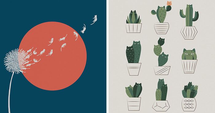 I Make Minimal Illustrations For Plant And Cat Lovers (26 Pics)