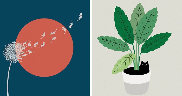 My 26 Minimal Illustrations For Plant And Cat Lovers