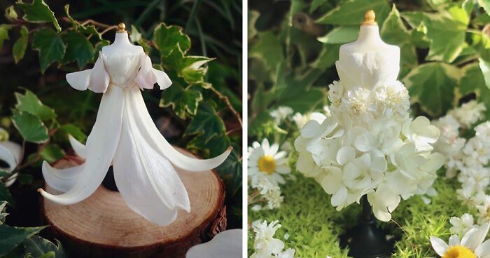 Japanese Artist Combines Natural Resources With Fantastical Imagination To Create These Tiny Gowns For Fairies (44 Pics)