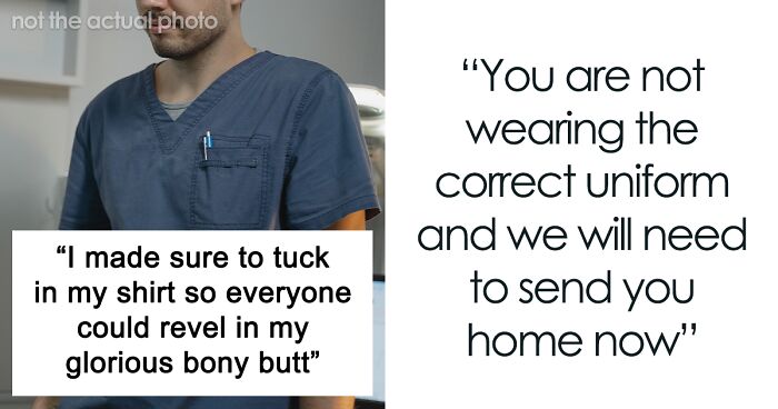 Male Nurse Is Tired Of Buying Expensive Custom Pants Because Of 'No Scrubs' Rule, Shows Up In Other Approved Attire That Makes Everyone's Heads Turn