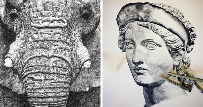 My 30 Stippling Drawings That Are Composed Of Millions Of Dots