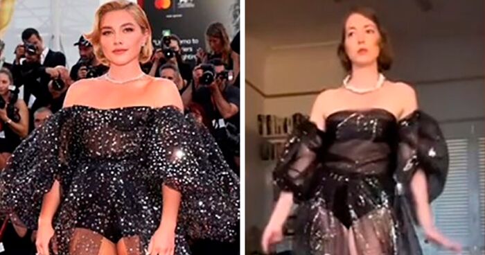 “Serving Looks For Less”: Woman Trolls Celebrities By Recreating Their Red Carpet Looks With Regular Household Items