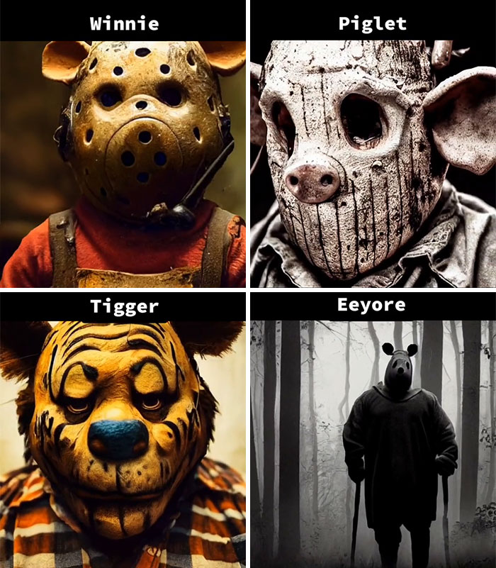 Asking AI To Show "Winnie The Pooh" Characters In Horror Movies