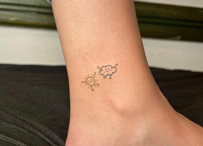 sun cloud minimalist tattoo! portland, or tattoo artist. | Sky tattoos, Toe  tattoos, Cloud tattoo