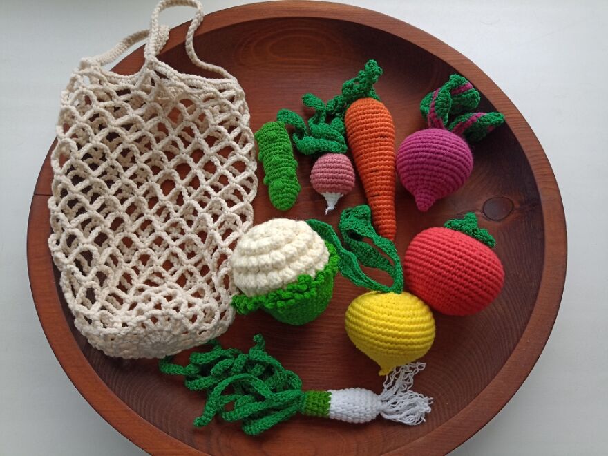 I Crocheted A Bag And Vegetable Set For Kids To Play With