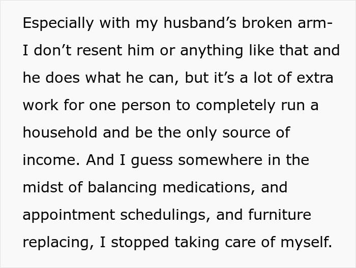 Husband “Forces” His Wife To Take Care Of Herself By Making Her Do The Same Things For Herself That She Does For Him