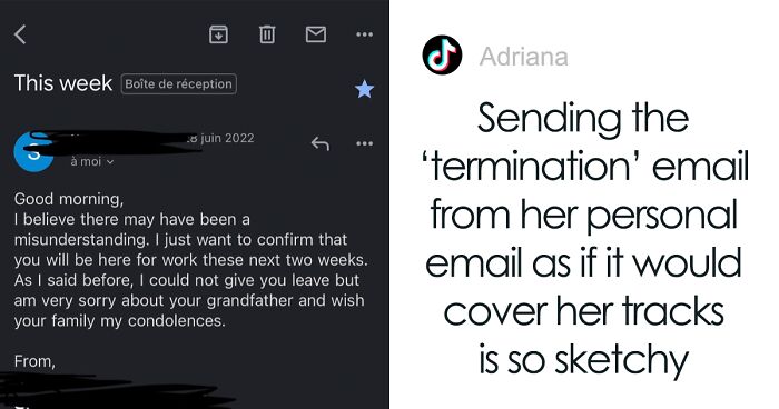 People Online Are Horrified By These Email Screenshots In Which A Story Of A Boss Lying To An Employee That They Were Fired Unfolds