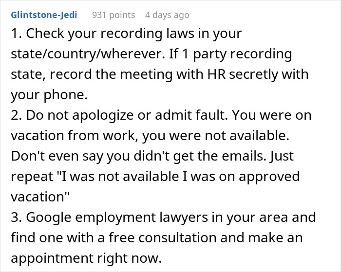 Person Gets Sent To HR For Not Answering Texts, Calls And Emails When On Vacation