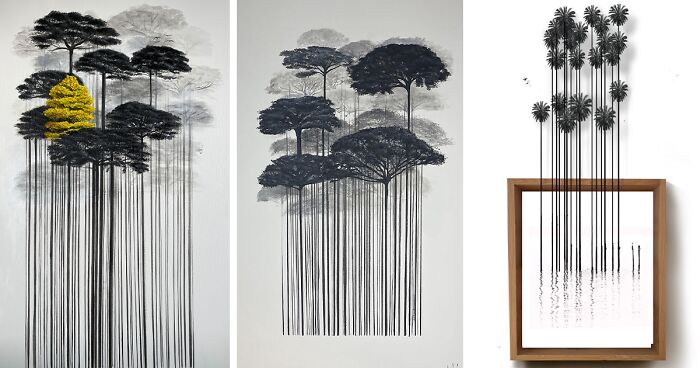 From Barcodes To Trees: My Unique Paintings That Merge Opposite Concepts (27 Pics)