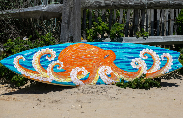 I Create Unique Glass Mosaics On Surfboards (9 Pics)