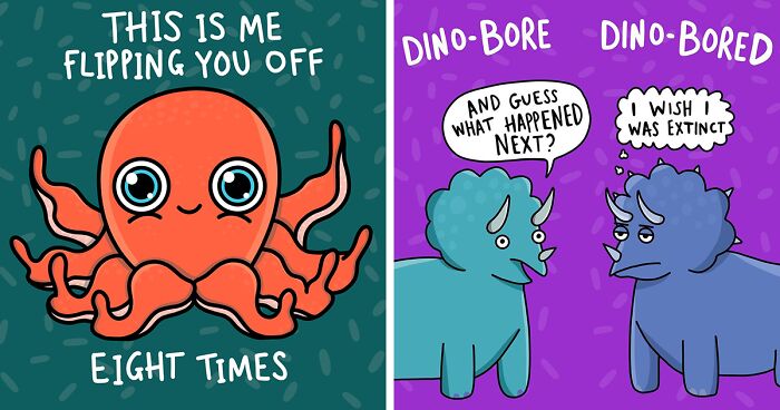 I Create Playful Illustrations Of Monsters, Dinosaurs, And Occasionally Animals With Insightful Humor (30 Pics)