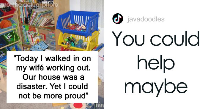 Dad Makes A Viral Video Of His Wife Working Out In Messy House After Giving Birth, Takes Heat From Folks For Not Doing Chores Instead