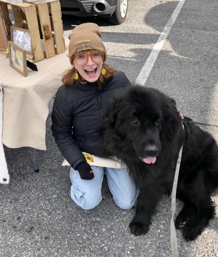 I Met Sir At The Farmer’s Market This Morning And His Paw Was The Size Of My Hand (For Scale, I’m 5 Feet Tall). 10/10, He Gave Me Many Slobbery Face Kisses