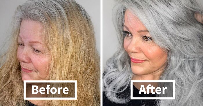 Instead Of Covering Their Grey Roots, This Hairstylist Empowers Women To Grow Out Their Natural Color (57 New Pics)