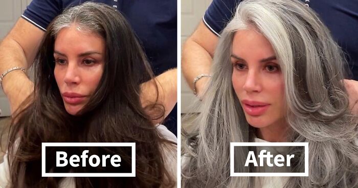 Instead Of Covering Grey Roots, This Hair Colorist Makes Clients Embrace It (57 New Pics)