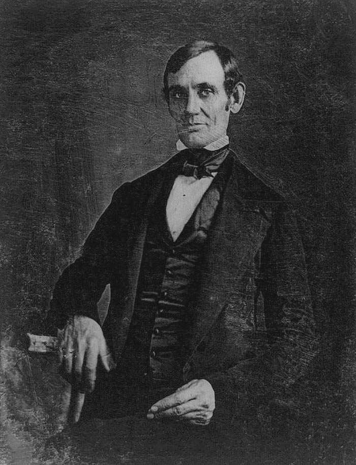 Black and white picture of Abraham Lincoln posing