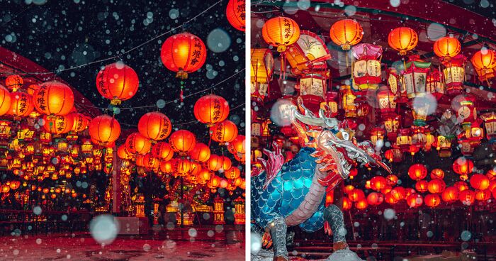 I Visited The Lantern Festival In Nagasaki During The Snowfall And Documented It In 15 Photos