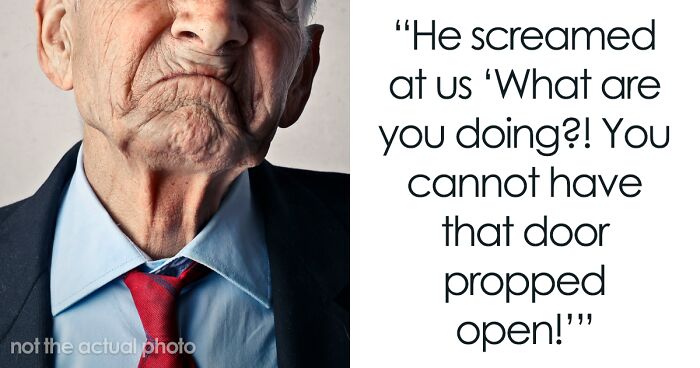 Grumpy Building Manager Messes Up By Trying To Make Up Rules About Propping The Door Open, So Moving Company Guy Makes Him Work For Them For 2 Hours