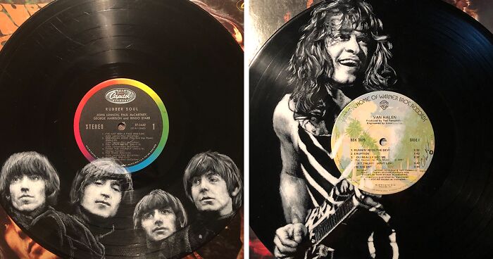 Chris Cornell, John Lennon And Other Famous Figures That I Painted On Vinyl Records (29 New Pics)