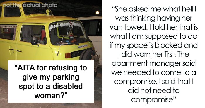 Disabled Woman Wants Bigger Parking Space For Her Van, Another Tenant Refuses To Give Up Their Spot As Its Price Is Already In The Lease