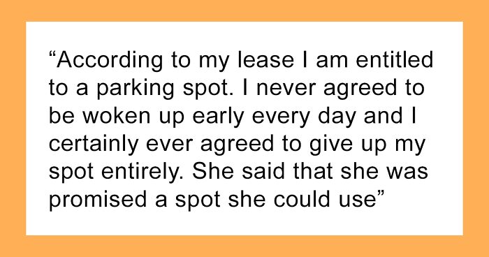 Person Pays Higher Rent To Have A Parking Space And Doesn't Negotiate When Asked To Give It Up For A Disabled Person