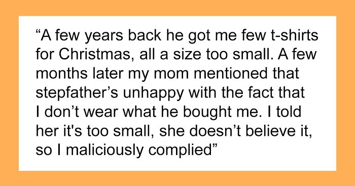 Man Complains About Stepson Never Wearing The Shirts He Buys Him Despite Them Being Too Small, So Stepson Maliciously Complies And Embarrasses Him In Public