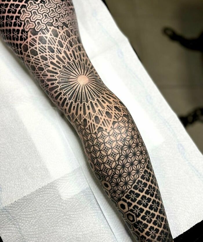 Geometric Mandala Tattoo Sleeve Design