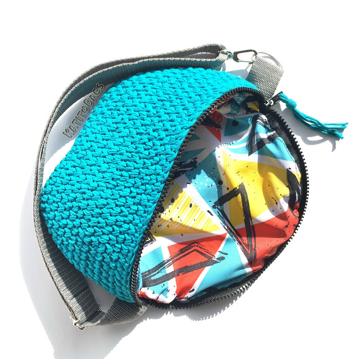 Blue Belt Bag With Embroidery