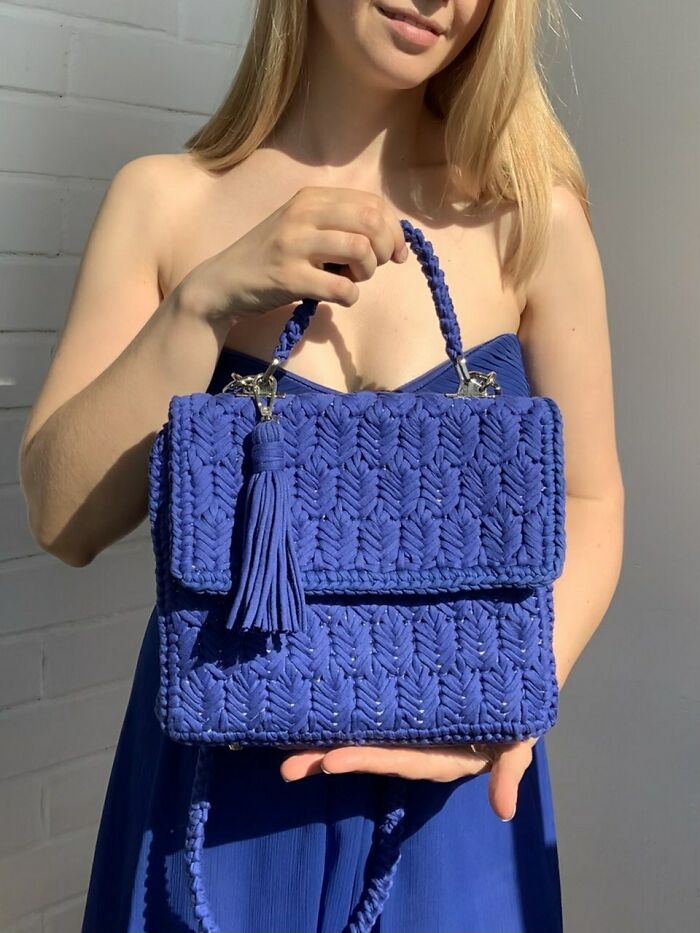 Embroidered Blue Crossbody Bag