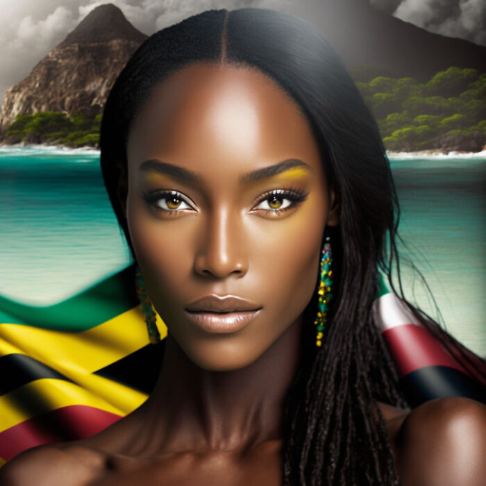 Jamaican woman with black hair 