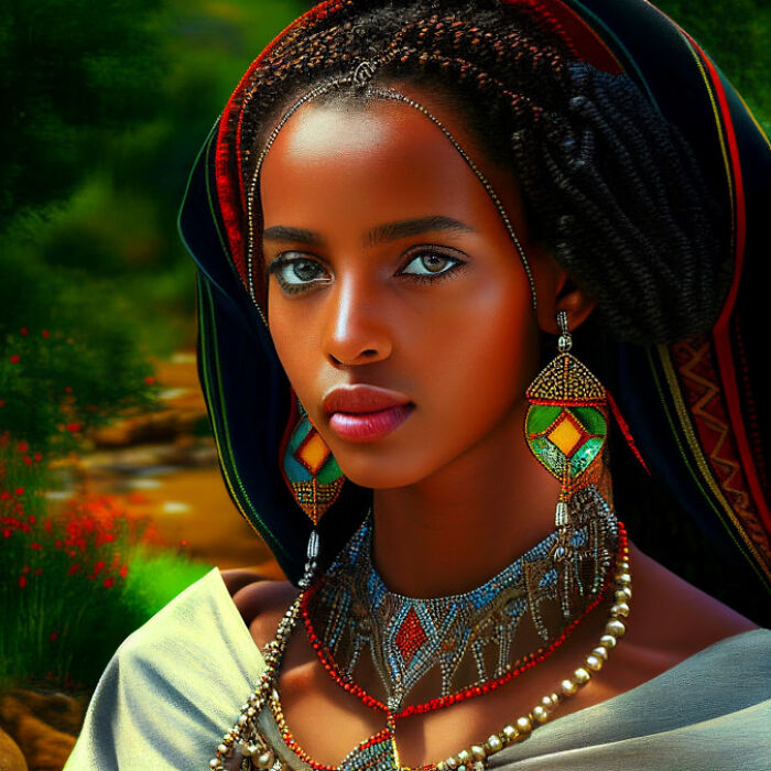 Ethiopian woman wearing big earrings 