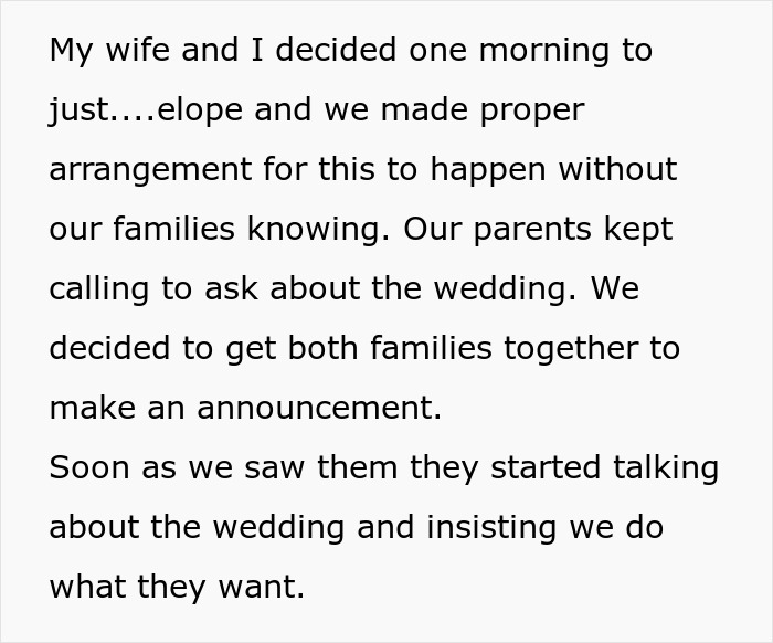 "Every Night They'd Call With Ultimatums": Couple Is Fed Up With Their Families Arguing Over Their Wedding And Decide To Elope