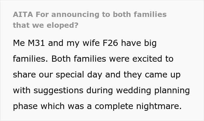 "Every Night They'd Call With Ultimatums": Couple Is Fed Up With Their Families Arguing Over Their Wedding And Decide To Elope