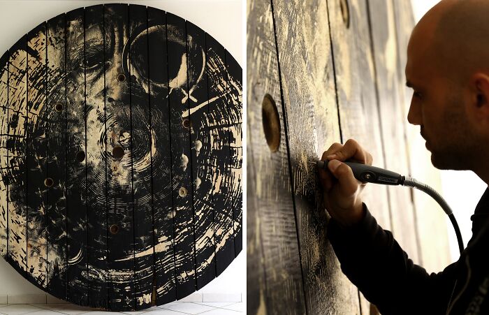 Chronos: I Hand-Carved Old Wooden Cable Spool (9 Pics)