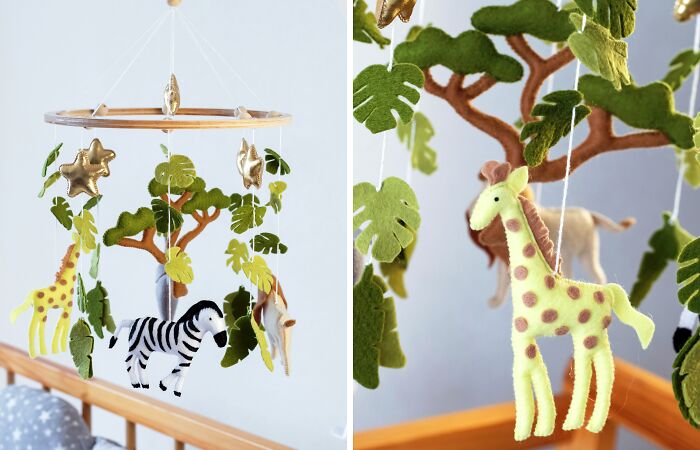 I Made An Adorable Baby Safari Mobile Out Of Felt (10 Pics)