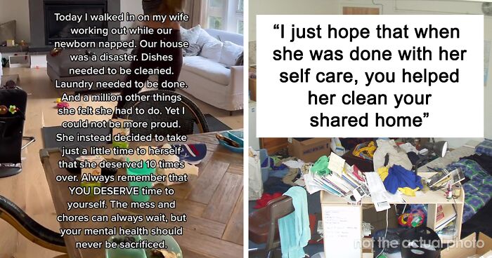 Man Thinks He’s Being Wholesome Praising His Wife For Taking Time For Herself When House Is A Mess, But People Online Don’t Take It Well