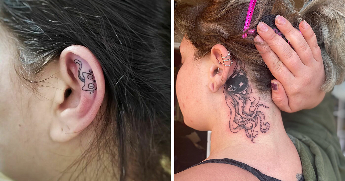 Faith Word Tattoo Behind Ear
