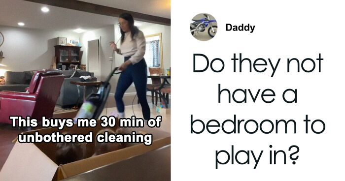 People Are Debating Whether Putting Your Kids In A Box Is OK After This Mom Shared It As A Hack To Get Her Chores Done